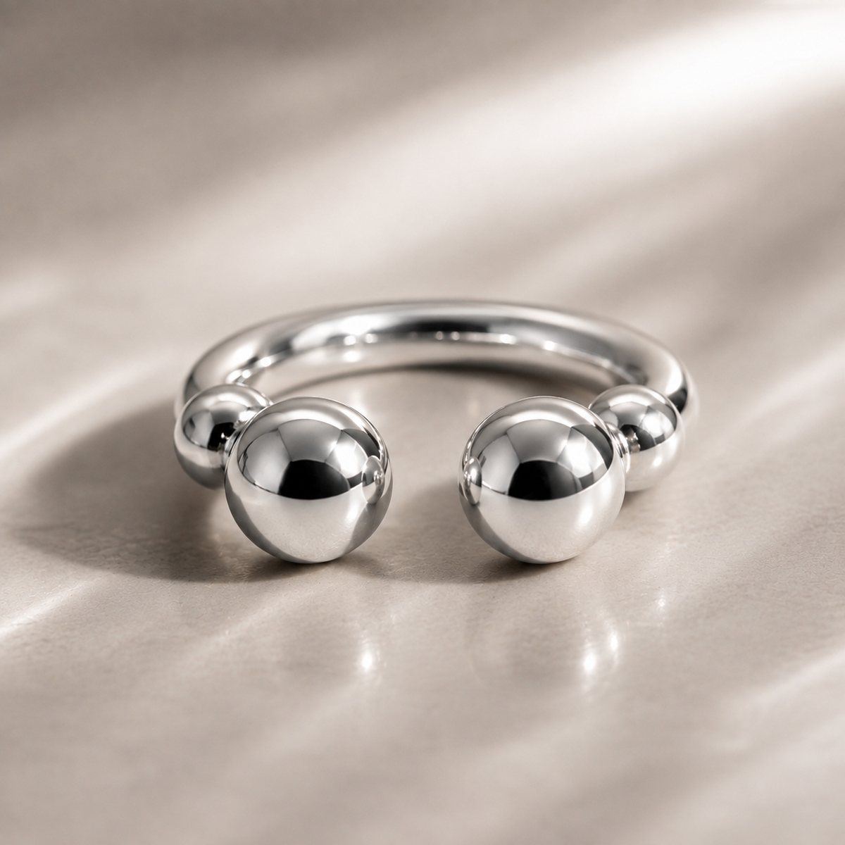 Silver Orbit Bead Ring