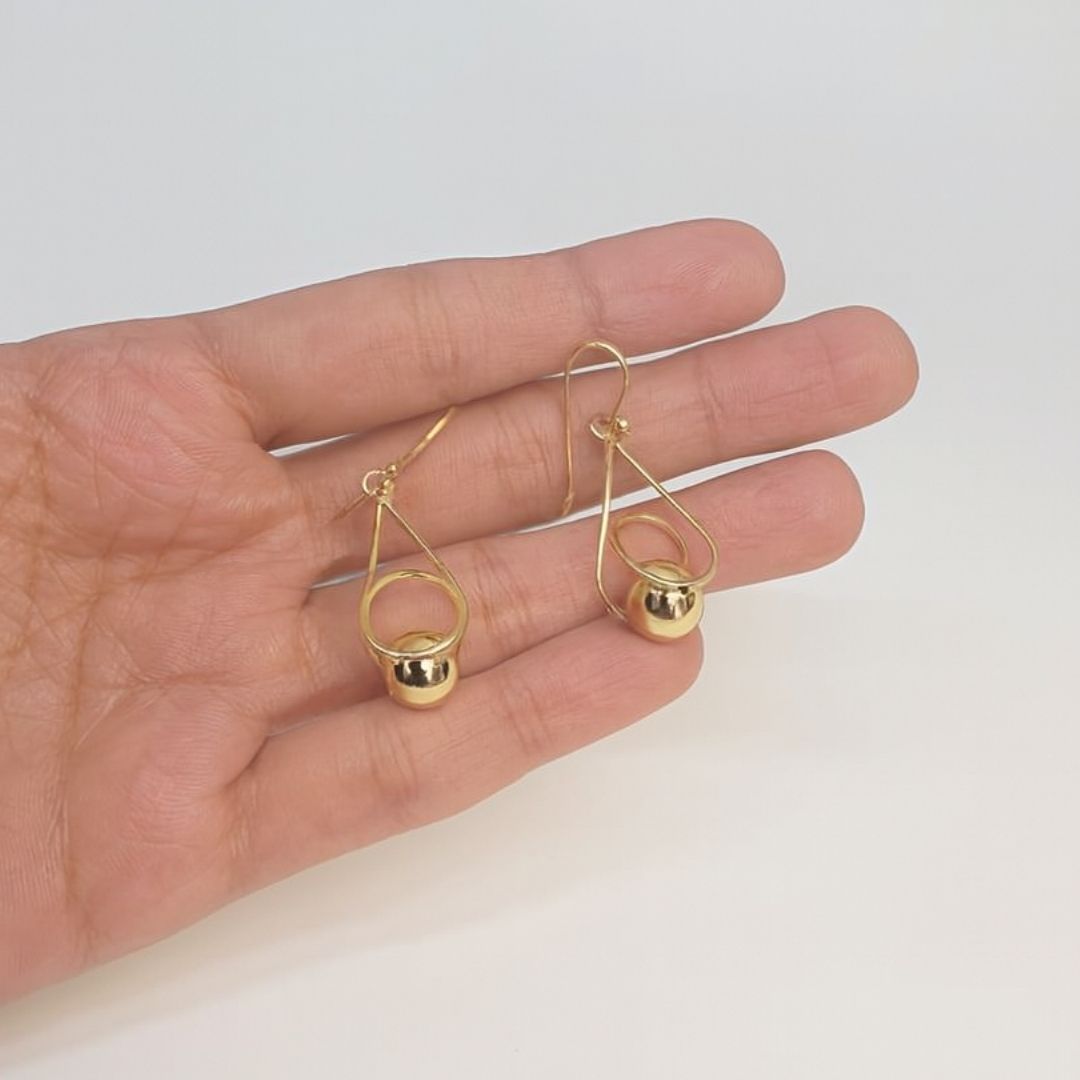 spherical gold bead Earrings