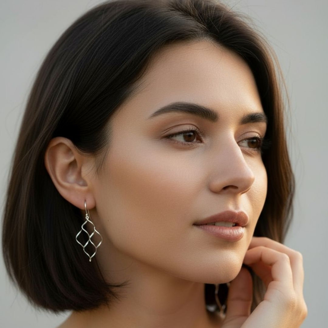 twisted diamond-shaped earring